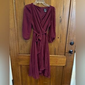 DKNY Long Sleeve Burgundy Dress